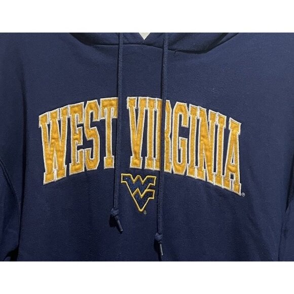 West Virginia “Mountaineers” Hoodie Sweatshirt ~ Sz Medium ~ Blue & Gold - Picture 3 of 6